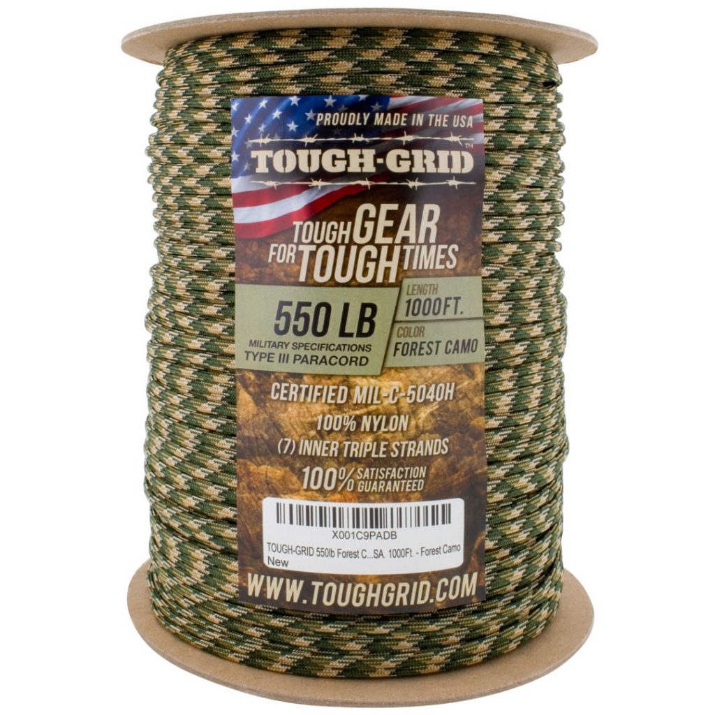 Forest Camo 550lb Type III Mil-Spec Paracord - 1000Ft.